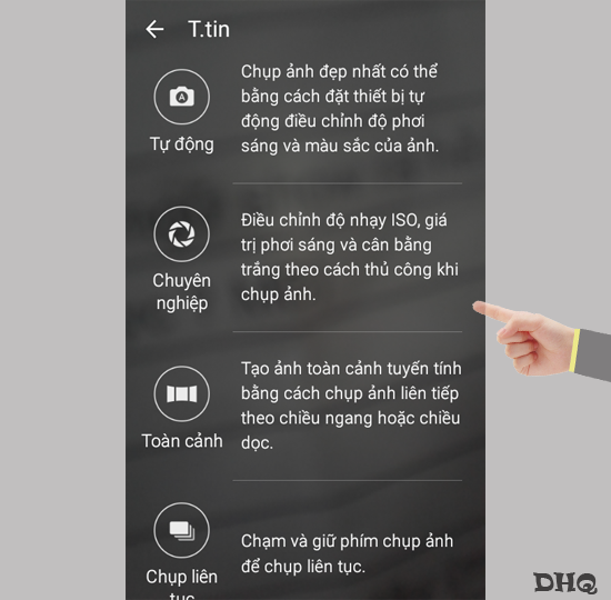 Thông tin chế độ chụp